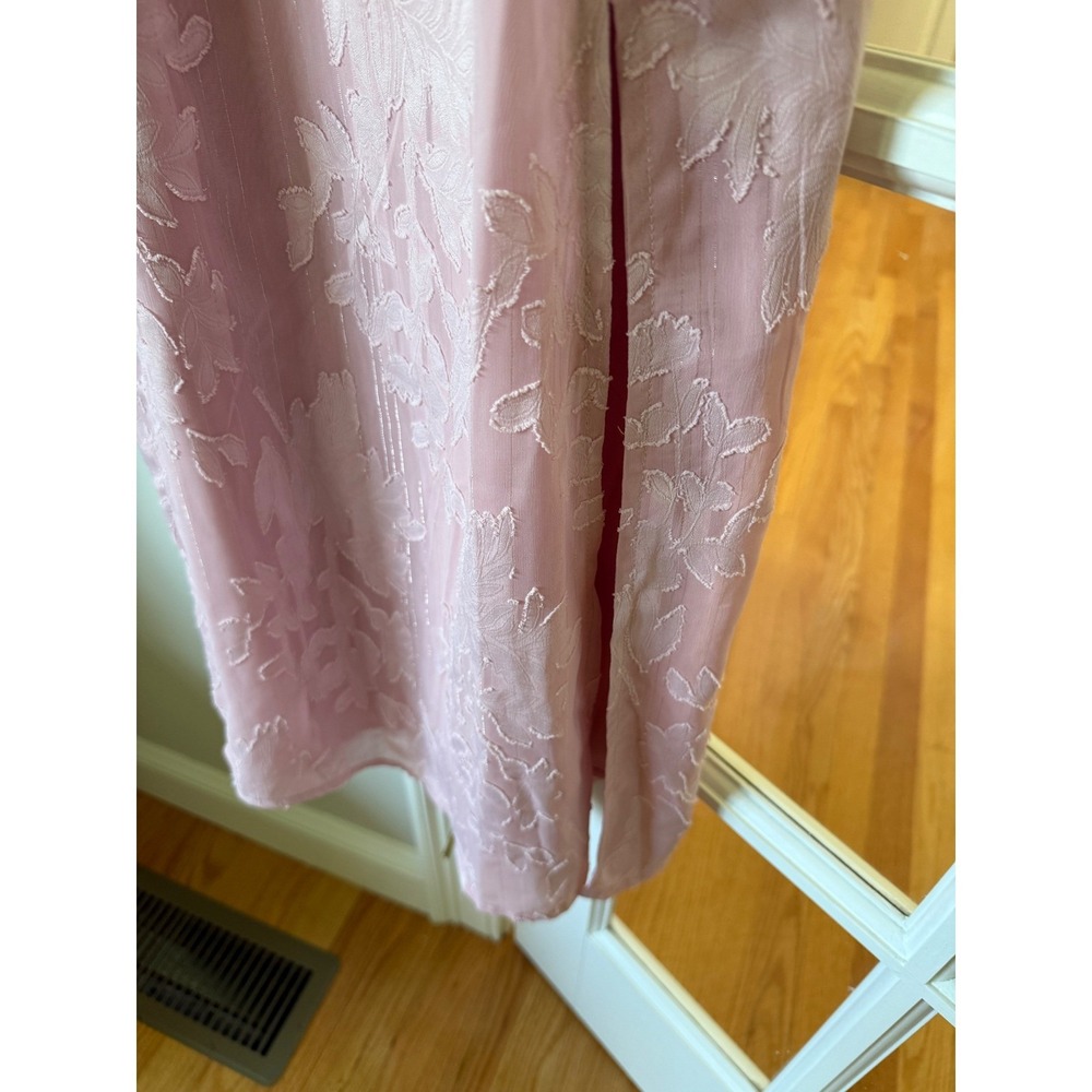 Lulus Lavender Pink Floral Burnout Jacquard Midi Dress Tie Strap Smocked Small - Picture 5 of 7
